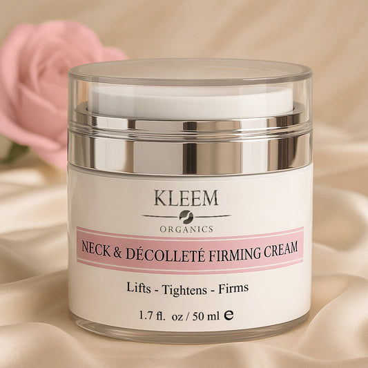 Kleem Organics Neck & Décolleté Firming Cream – anti-aging night cream with retinol and peptides to hydrate, lift, tighten and firm neck skin