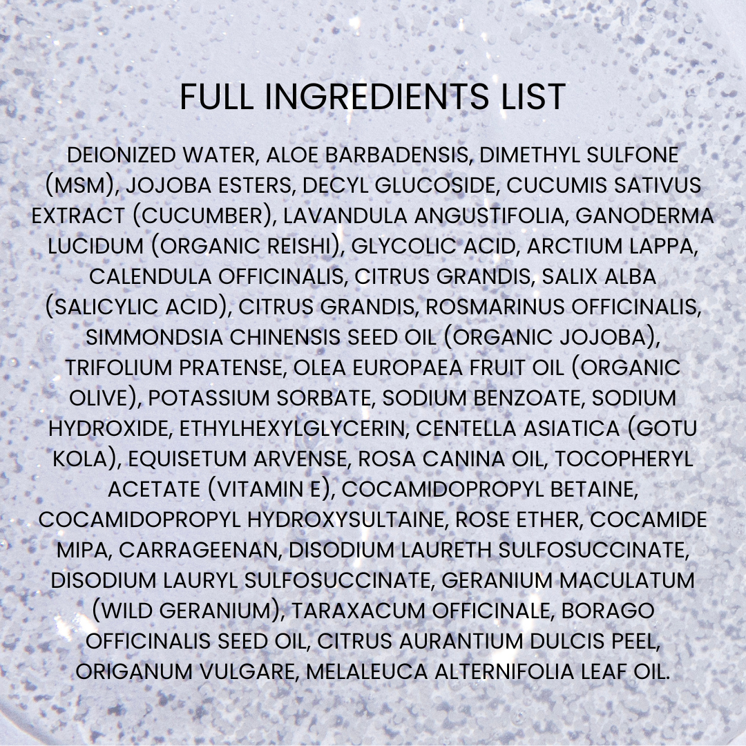 Kleem Pro-Collagen Face Cleanser ingredient list, including Salicylic Acid, Vitamin E and Glycolic Acid