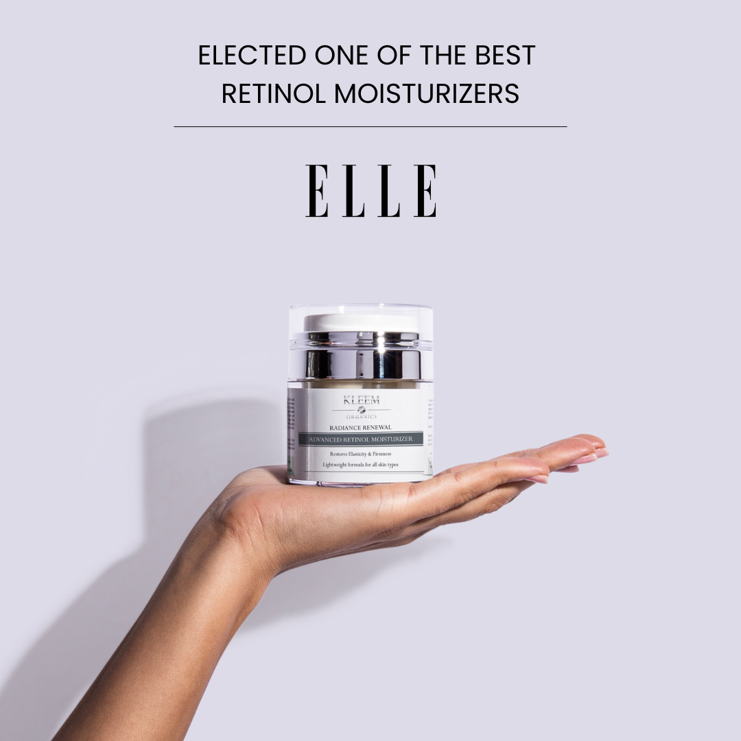 Kleem Organics Retinol Night Cream featured in Elle magazine for being the best anti-aging cream