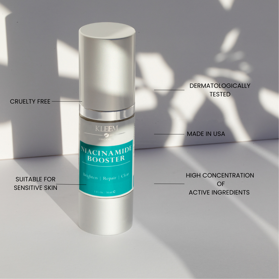 Kleem Niacinamide Booster has a high concentration of active ingredients and is Cruelty free, Dermatologically tested and Made in USA. Suitable for sensitive skin