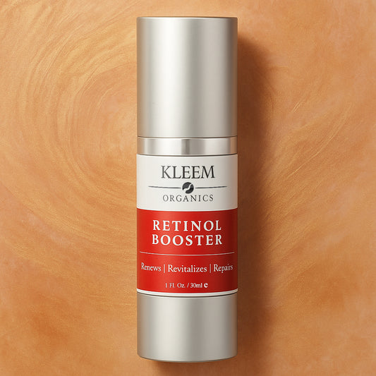 Kleem Retinol Booster bottle – face serum with retinol, hyaluronic acid, vitamin E and centella asiatica to smooth, refine and minimize signs of aging, for a youthful glow